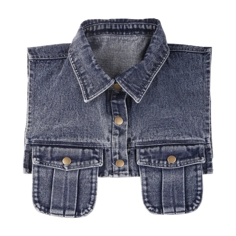 

Женский винтажный джинсовый жилет L21E, жилет без рукавов, куртка со съемным воротником с лацканами и накладным воротником, укороченный жилет...