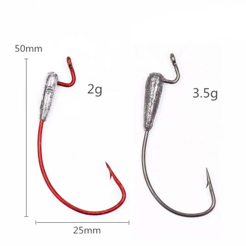 5 шт./лот рыболовный крючок Мягкая приманка свинцовый рыболовная снасть Красный 2