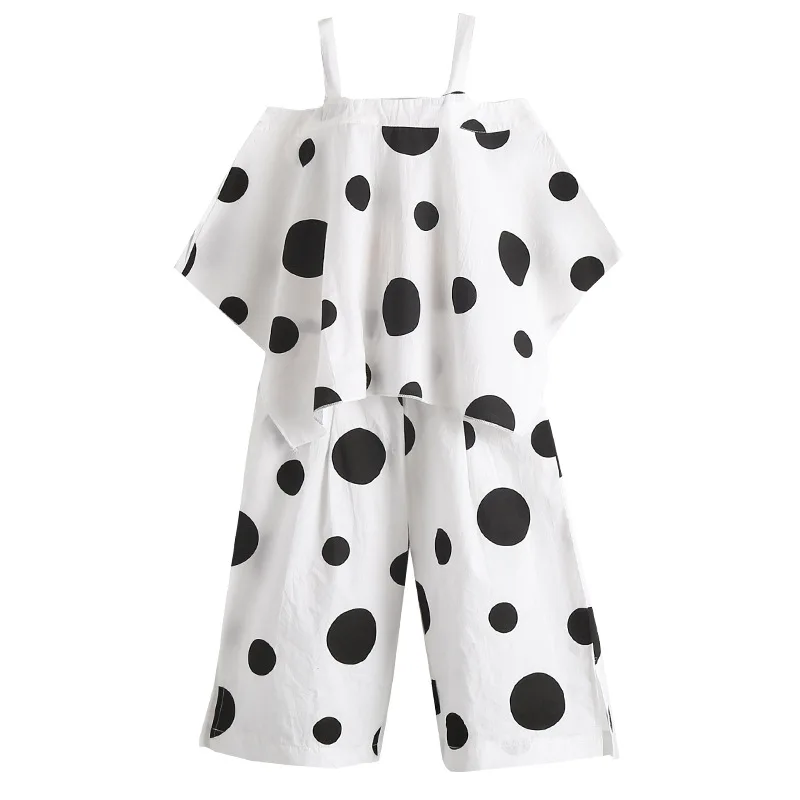 Летний комплект одежды в горошек без рукавов детская одежда удобные топы из