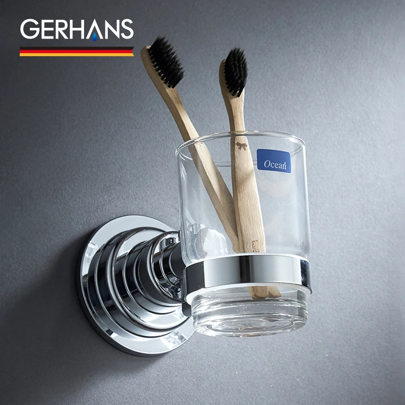 GERHANS Accessories K24006 Стакан одинарный настенный (стекло) на вакуумных присосках Цвет: