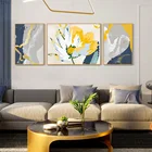 Современная Абстрактная желтая Цветочная масляная живопись, настенный художественный печатный плакат, картины на холсте для гостиной, домашний декор интерьера