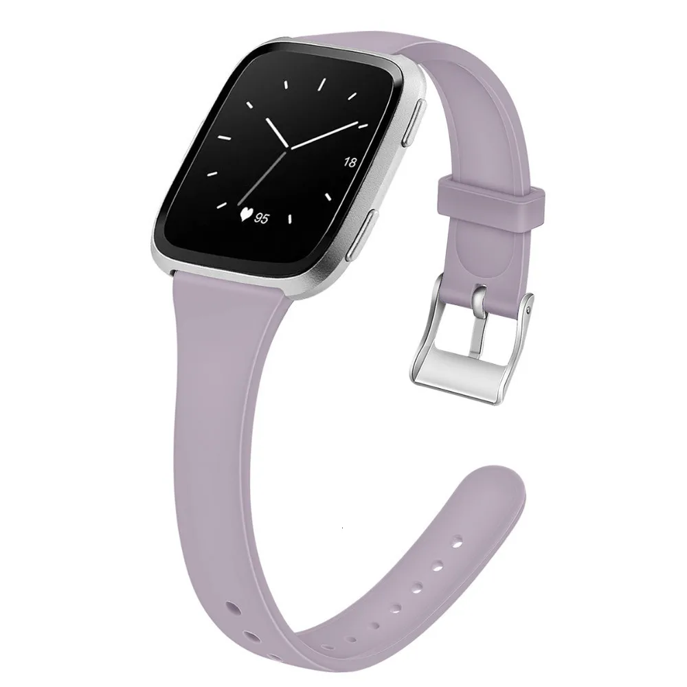 Light Purple Аксессуары ремешок для Fitbit Versa 2 мягкий силиконовый тонкий узкий сменный Браслет для Fitbit Versa/Versa 2 Band - Цвет: Light Purple