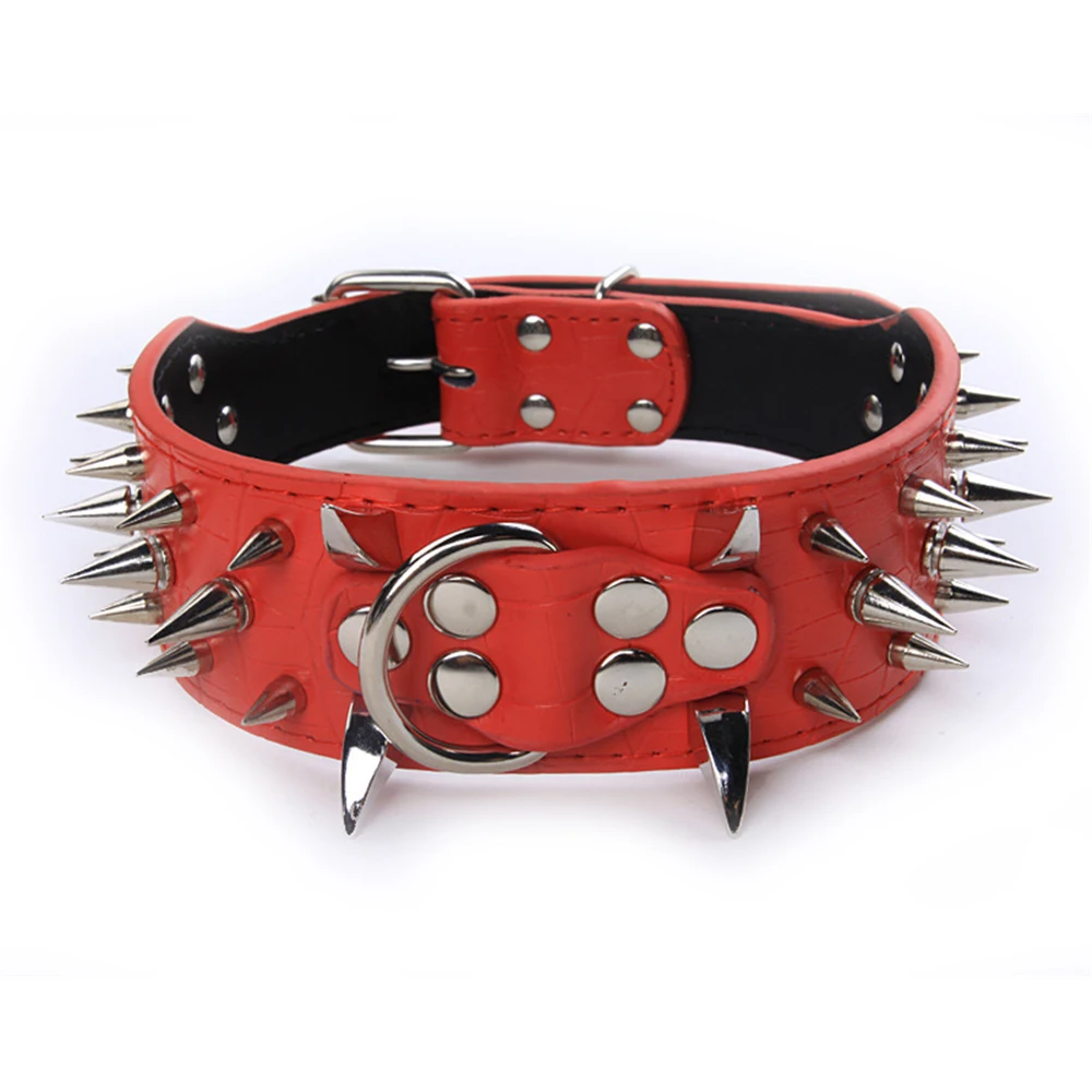 

Spiked Studded Small Large Dog Collar Rivet Accessory Hond Neck Strap For Puppy Necklace Leather PU Pitbull Bulldog Pet Supplies