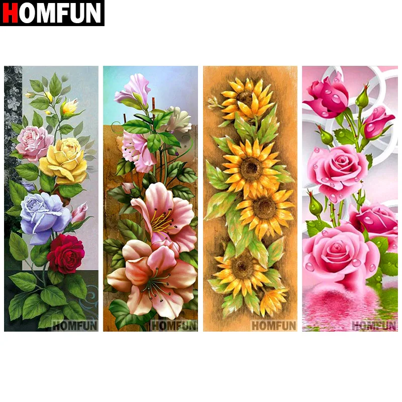 Алмазная живопись HOMFUN вышивка крестиком Роза Подсолнух полноразмерная круглая