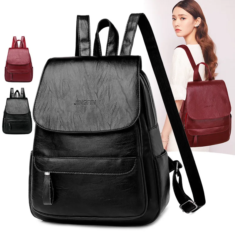 

Школьные ранцы для ноутбука для девочек, винтажные женские рюкзаки из мягкой кожи, вместительные дорожные роскошные сумки для книг