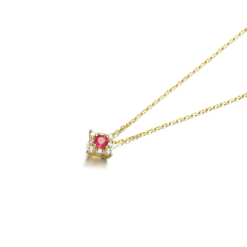 Необычный рубиновый 9K настоящий Настоящий желтый однотонный золотой милый кулон