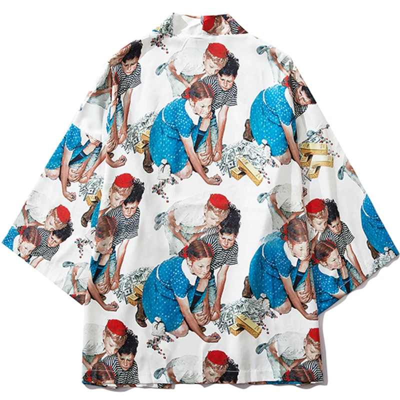 

Japanese Kimono Haori Yukata Cosplay Women Men Kimono cardigan Fashion Summer Short Sleeve Streetwear men Shirt beach
