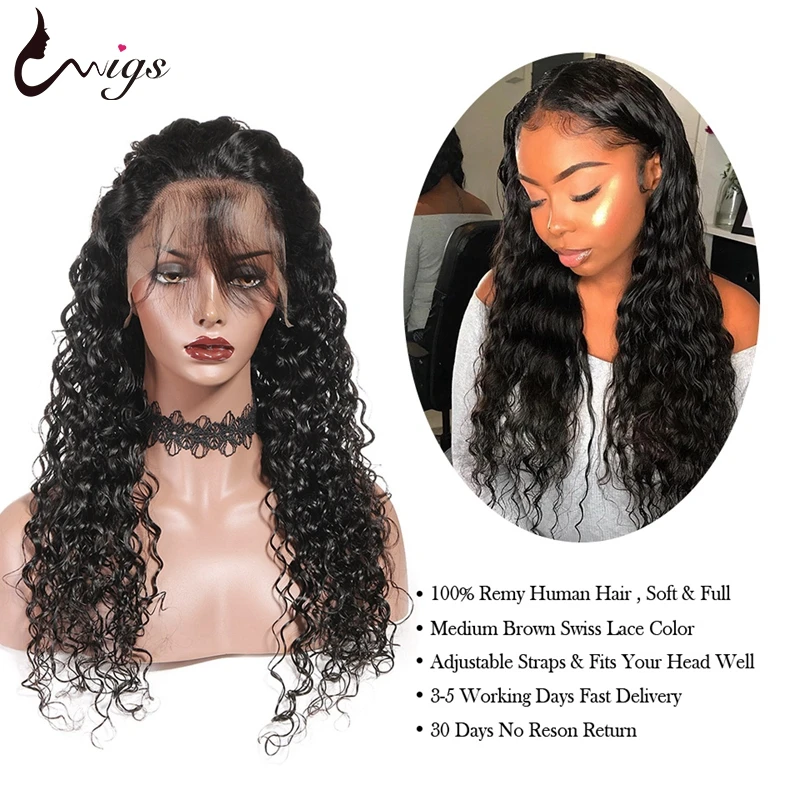 Uwigs перуанская волна кружева передний парик их натуральных волос парики