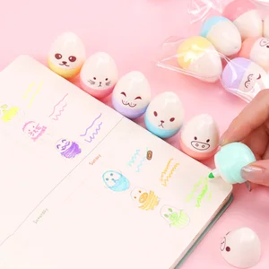6 шт., милые мини-маркеры в виде смайлика, яйца, кавайные Детские офисные Маркеры для граффити, флуоресцентные маркеры сделай сам