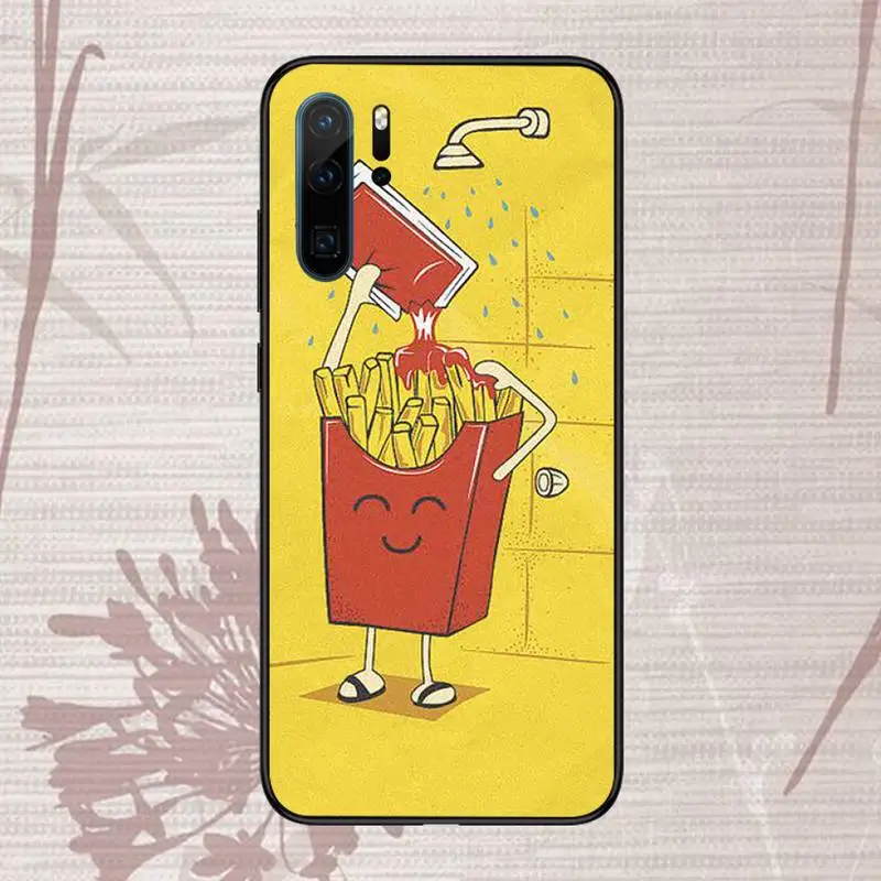 

Pizza French Fries Donuts Phone Case Funda For Huawei P9 P10 P20 P30 Lite 2016 2017 2019 plus pro P smart
