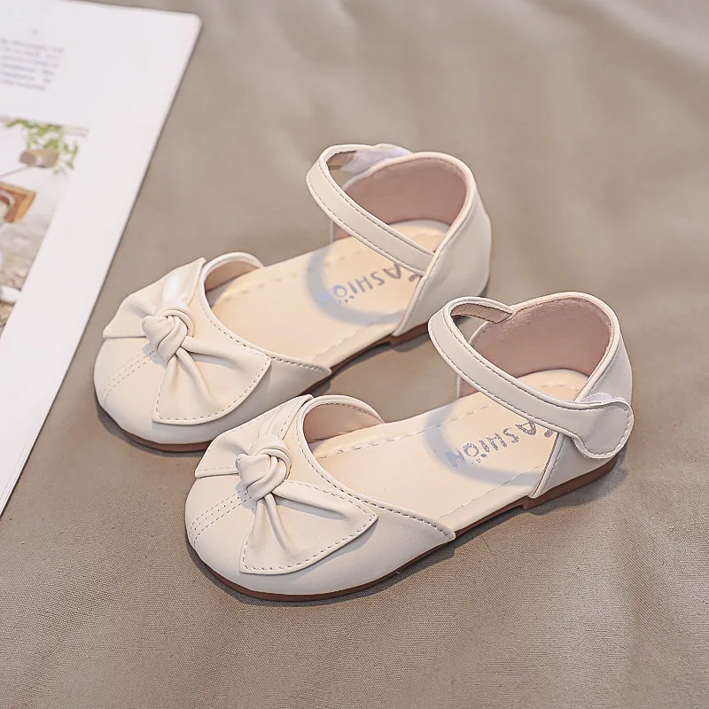Zapatos de cuero para ni&ntilde;a, sandalias de medio estilo para ni&ntilde;o, zapatos de cuero de princesa con lazo para beb&eacute;, zapatos casuales de moda 2022-3