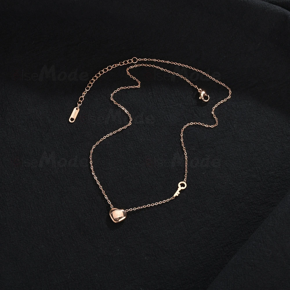 Колье ELSEMODE из нержавеющей стали под розовое золото с романтическим сердцем и