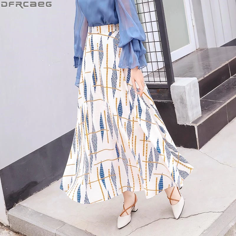 

Юбка-макси женская шифоновая, трапециевидная, тянущаяся, с высокой талией, весна-лето