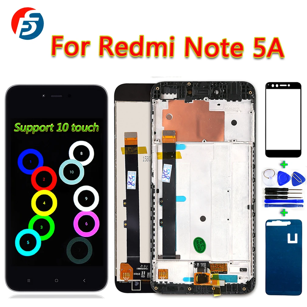 Fansu ips ЖК-дисплей для Xiaomi Redmi Примечание 5A 2 Гб ОЗУ сенсорный экран 5,5 дюймов дигитайзер сборка F ram e с 10 точечным сенсорным экраном