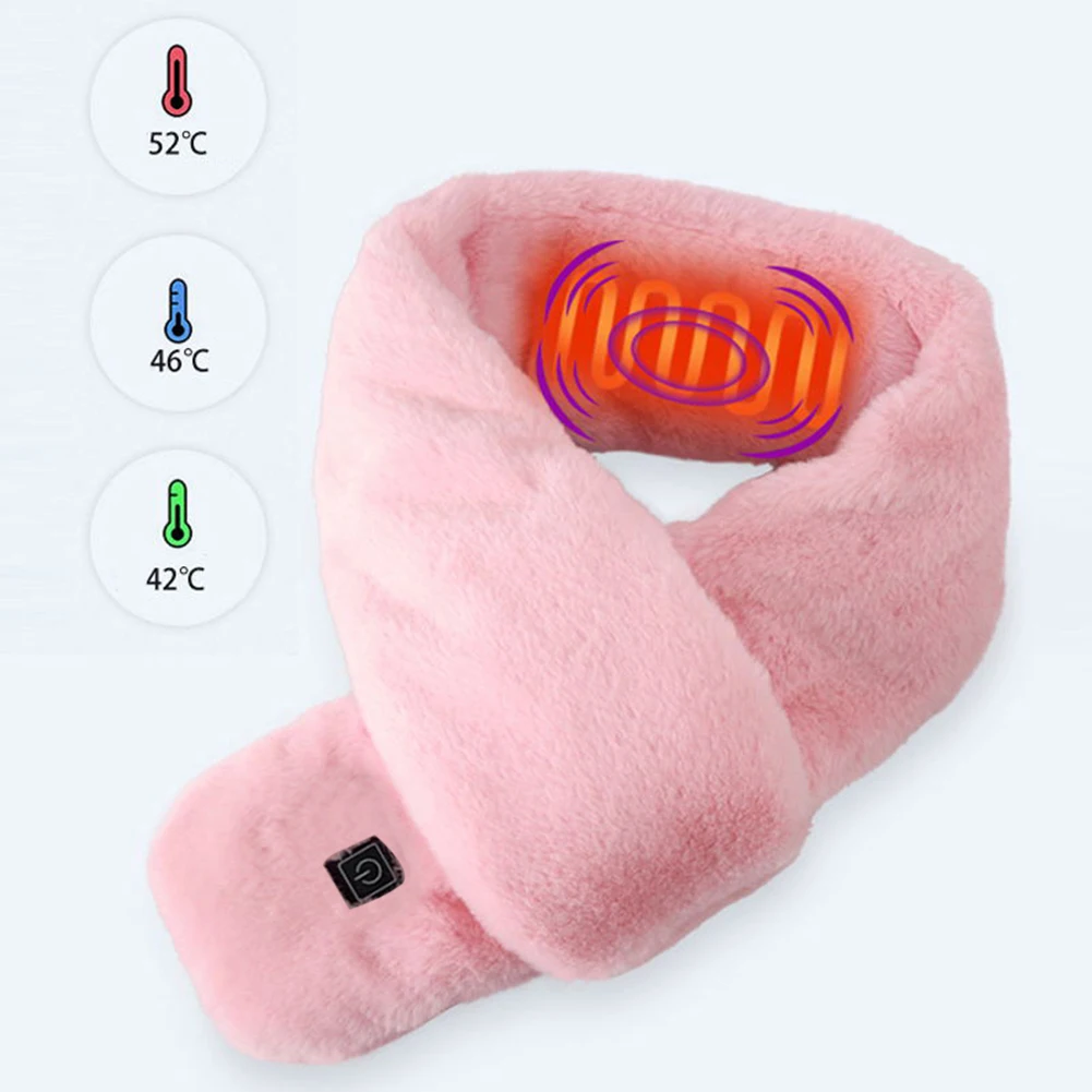 

Women's Warm Winter USB Heated Hot Scarf Snood Collar Gift female Plush Heating Massage Neck Warmer for Ladies Neckwarmer Shawl