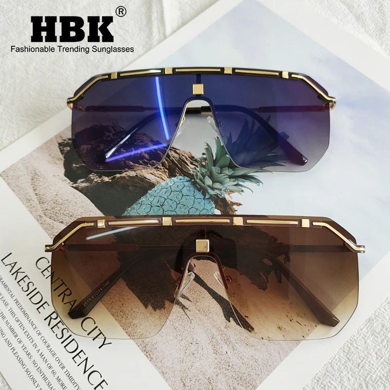 

HBK 2021 The New Sunglasses For Men Fashion Rimless Sunglasses Vintage Square Glasses Gafas De Sol Zonnebril Heren Lunette Homme
