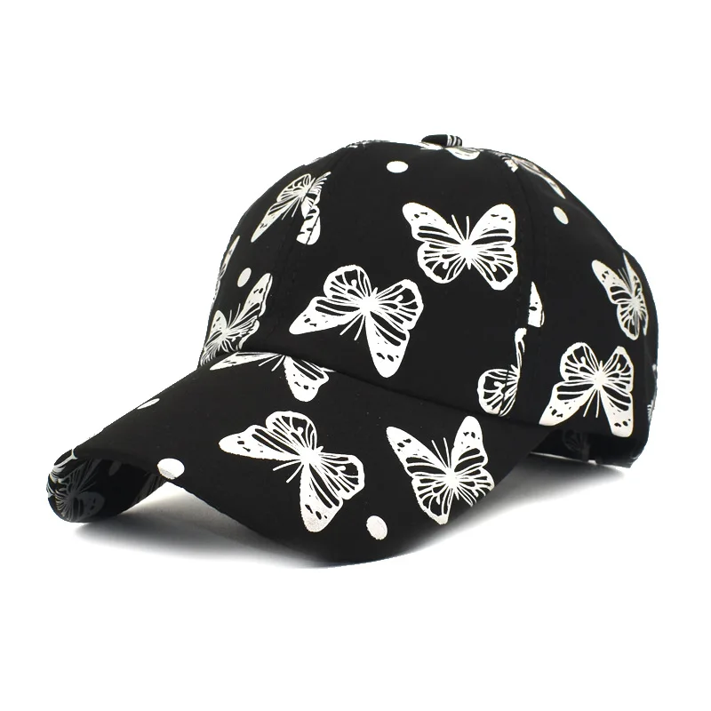 Бейсболка женская с принтом бабочки цветная Кепка затеняющим козырьком Летняя