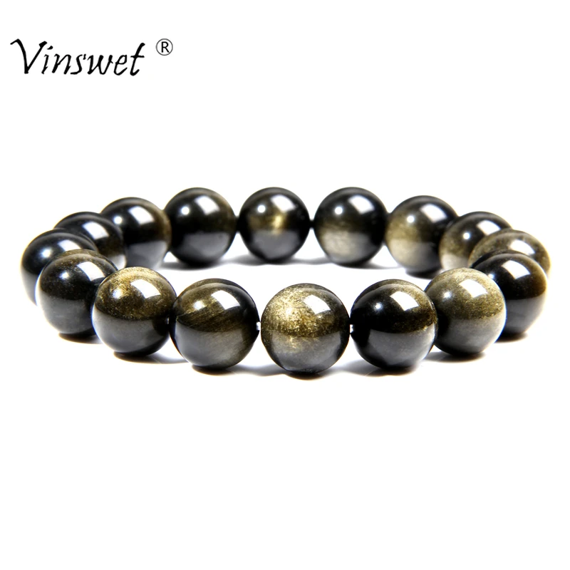 Браслеты из бусин натурального камня золотые обсидиановые браслеты бисера