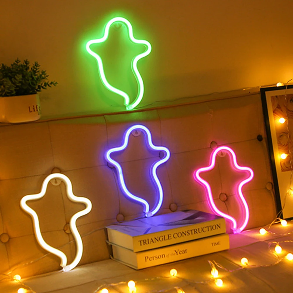 

Led Halloween Glowing Ghost Neon Light Modeling Lamp Window Decoration Bar Bedroom Birthday Party Home Decor Creative Nightlight