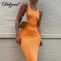 dulzura 2021 summer women pure sleeveless midi dress bodycon sexy streetwear party club elegant y2k clothes