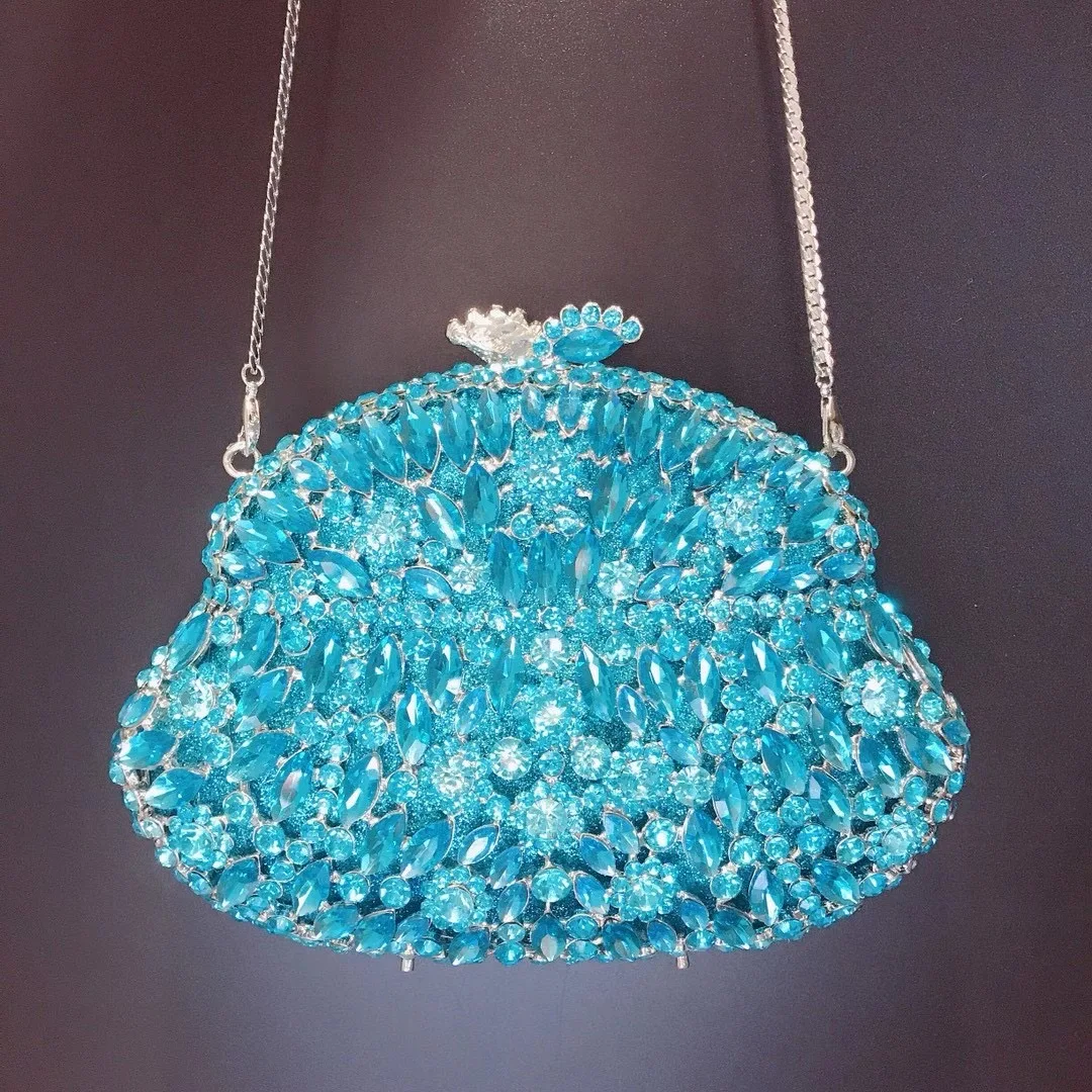 

Новое поступление 2021, Синий клатч стразы, кошелек, роскошные женские вечерние клатчи с кристаллами и стразами, высококачественные женские в...