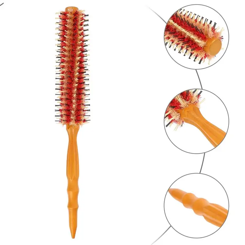 Круглая расческа для укладки волос с деревянной ручкой щетка завивки домашнего