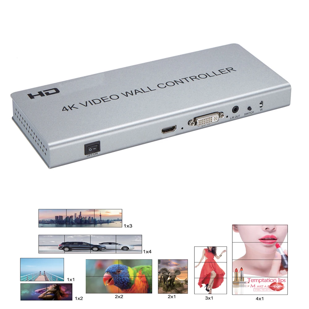 

Новый 2X2 4K видеонастенный процессор HD DVI TV контроллер с поддержкой 8 режимов сращивания дисплей с каскадным соединением RS232 30 Гц
