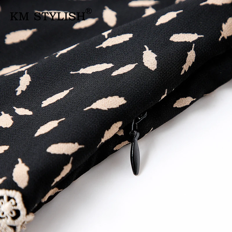 

New Women Black Chiffon Patchwork Lace V-neck Casual Dress Short-sleeve Summer Slim Waist Off-shoulder Sexy Dresses