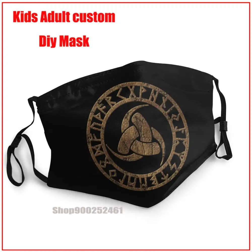 

Triple Horn Of Odin Runes Viking Norse Symbol DIY fashion mask mouthmask washable kids mascarillas de tela lavables con filtro