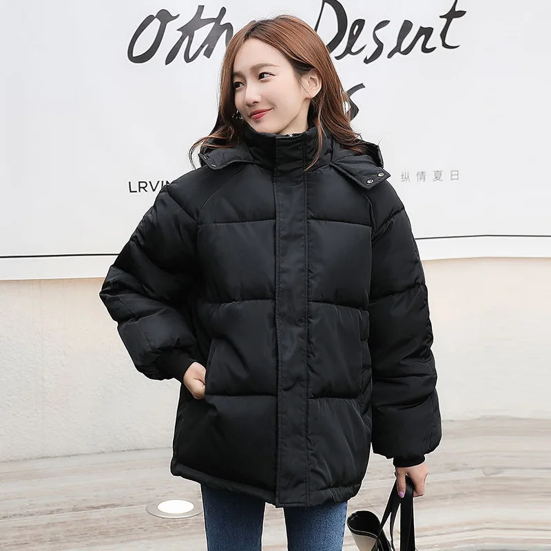 

2020 Short Winter Jacket Women Casual Warm Solid Hooded Parka Coat Office Lady 2020 New Fashion