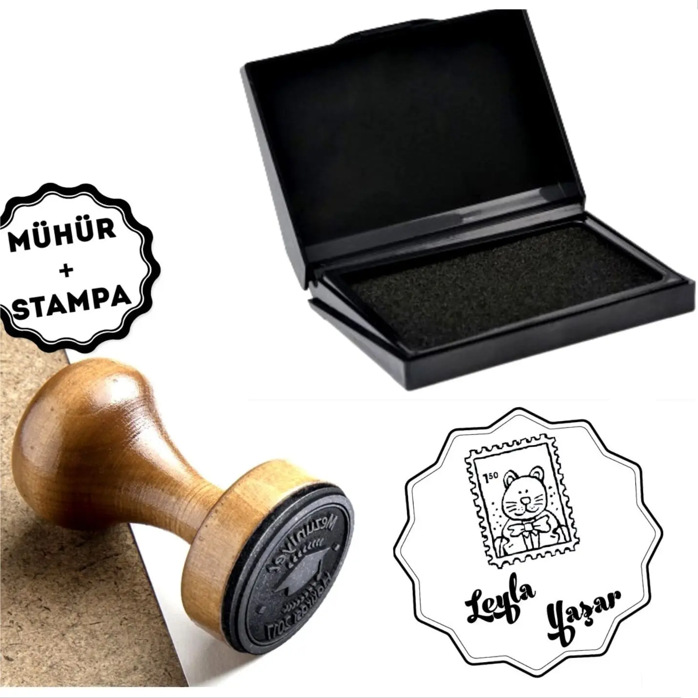 

Personalized Name Written Wood Book Seal-A418