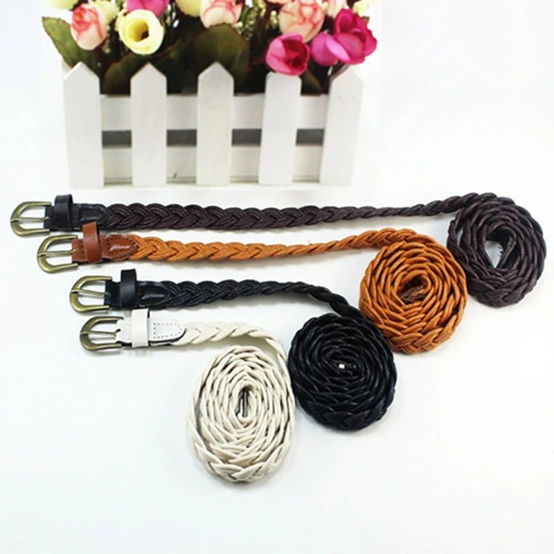 New Fashion Womens Belt Brief Knitted Candy Colors Hamp Rope Braid For Female Dress High Quality Ceinture Femme Free Shipping