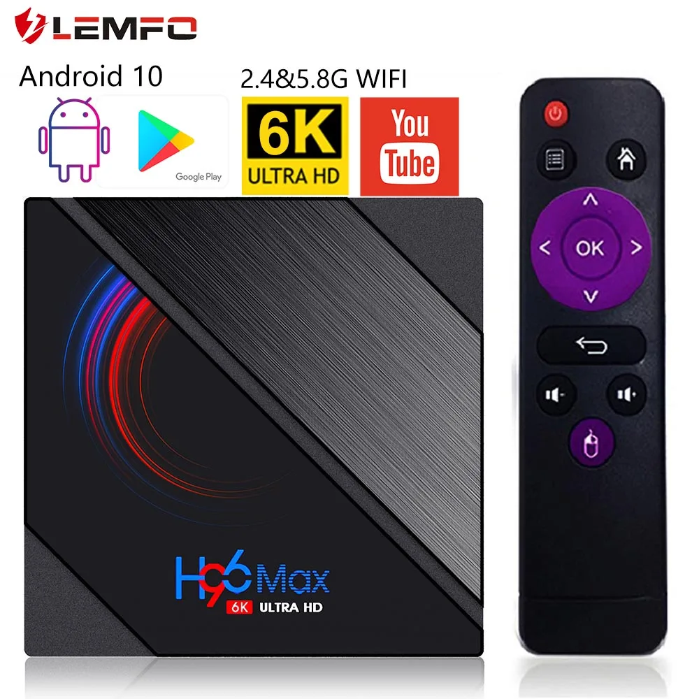ТВ приставка H96 MAX H616 Android 10 6K 3D Youtube медиаплеер 2020G/2 4 Wi Fi ГБ 64 четырехъядерный