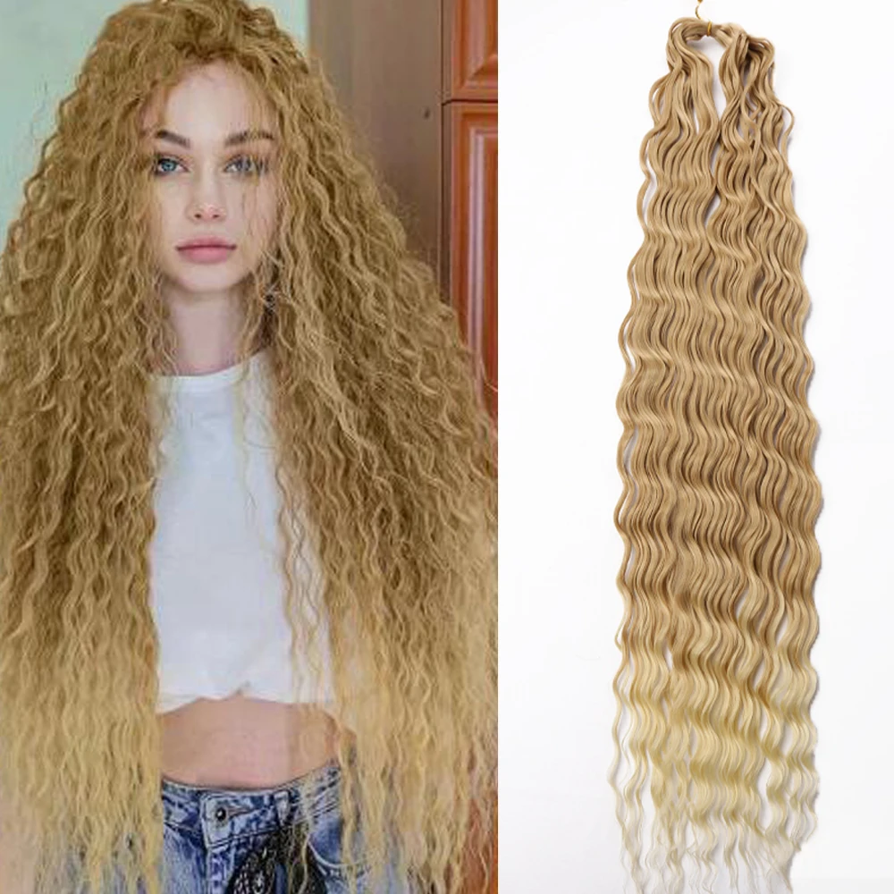 

32 inch Synthetic Braids Hair Zizi Deep Wave Hair Crochet Ocean Wave Afro Curls Natural Curly Braiding Hair Extensions For Women