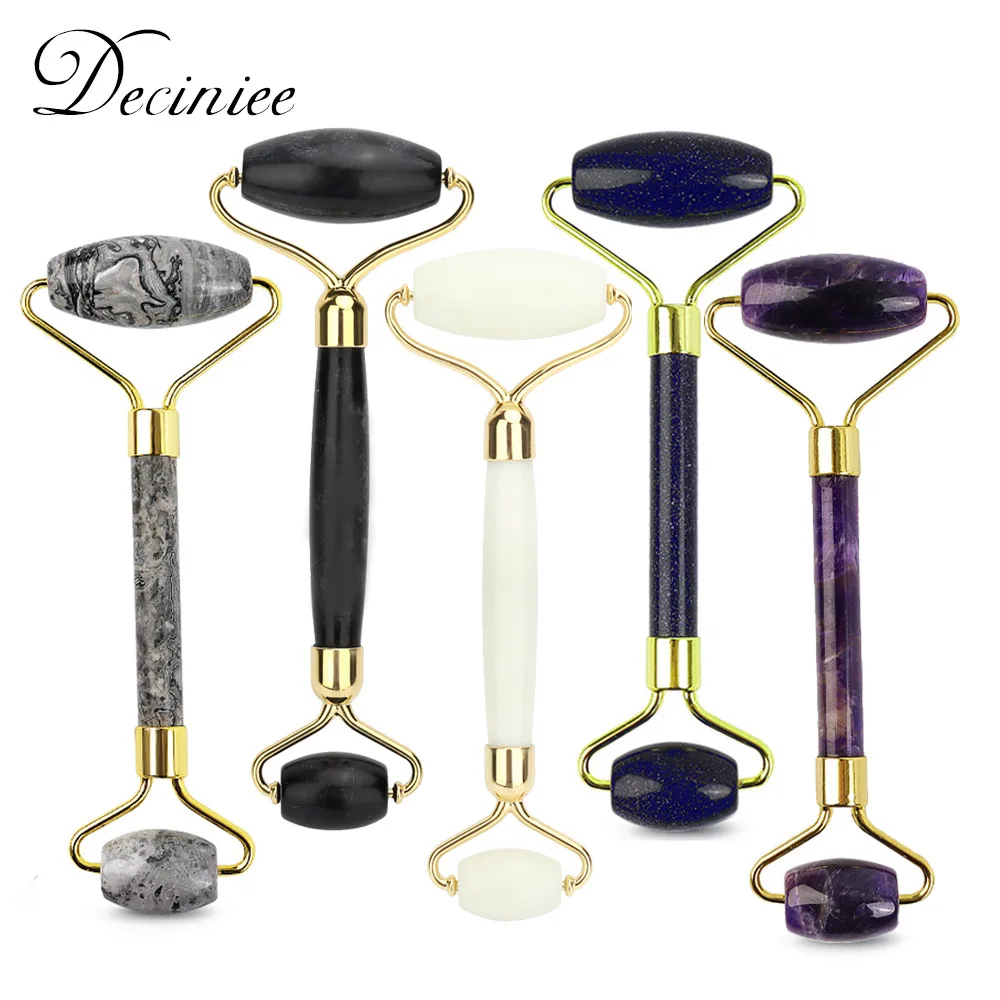 Натуральный камень нефрит роликовый лицевой массаж Кристальный тела лица