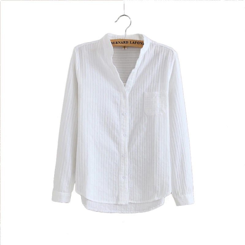 Женская рубашка из 100% хлопка белая блузка блузки рубашки весна осень женские