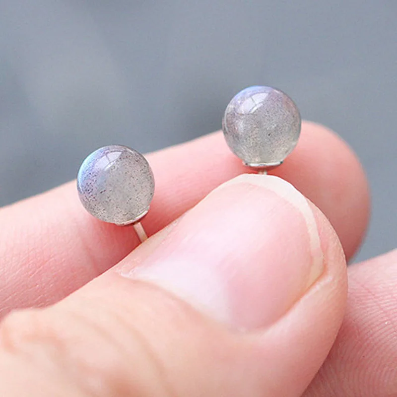 1 пара 6 мм серьги гвоздики из натурального камня Хрустальные кварцевые круглые