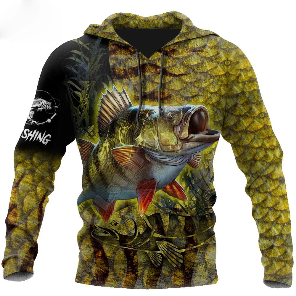 

Brand Hoodie Yellow Perch Fishing on skin 3D Printed Mens Zip Up Hoodie Harajuku Streetwear Unisex Casual Tracksuits KJ0158