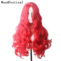 woodfestival synthetic hair red wig cosplay wigs for women long wavy pink purple green blue brown ombre blonde rainbow colorful
