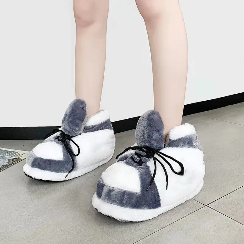 

Winter Indoor Sneaker Slippers Unisex House Warm and Comfortable Ladies Shoes Luxury Designer Print Slides Soft Sapatos Feminino