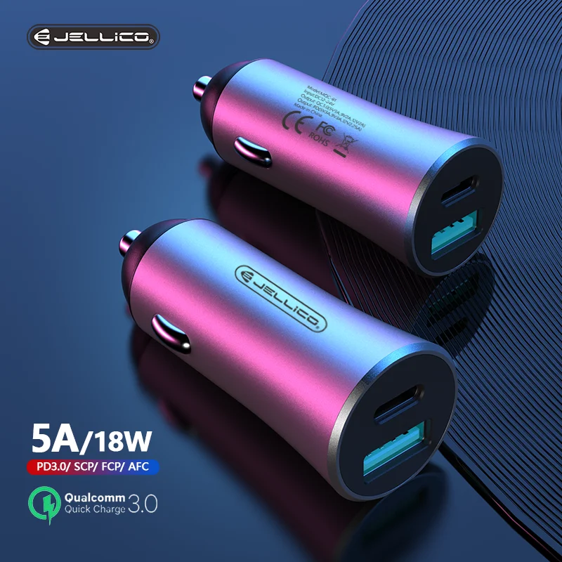Jellico PD 18 Вт 5А автомобильное зарядное устройство двойной USB быстрая зарядка QC для