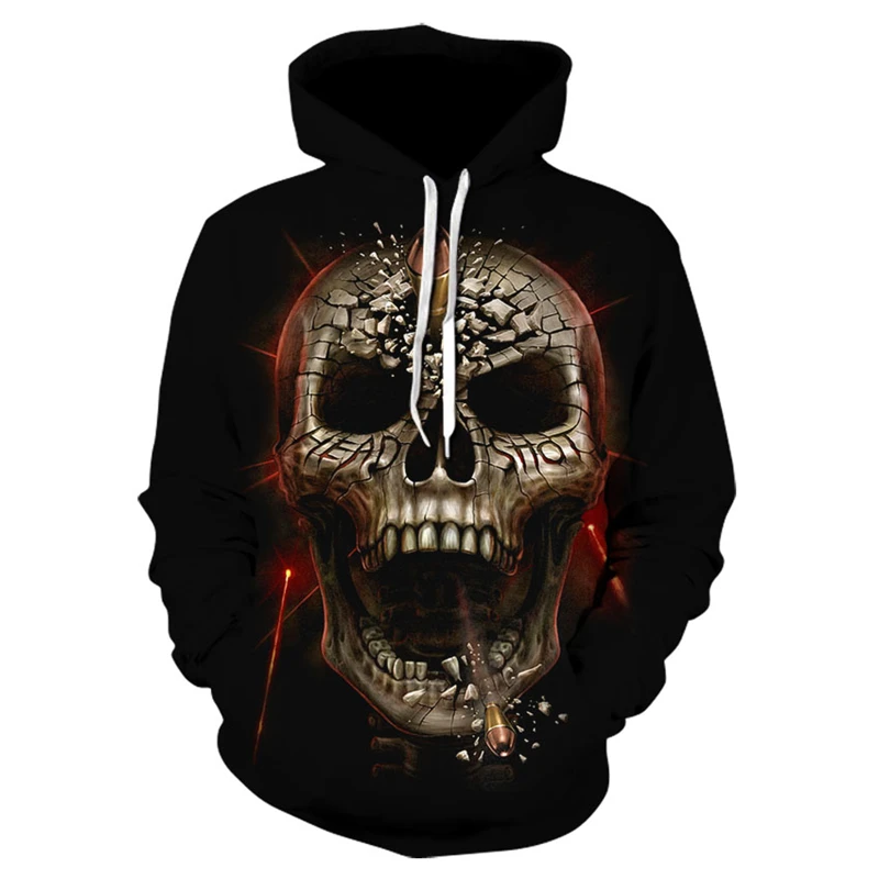 

Spring and Autumn Men's Casual Hoodie Sweatshirt Pullover 3D Skull Print Hoodie Comfortable Creative Streetwear Men's Top Long S