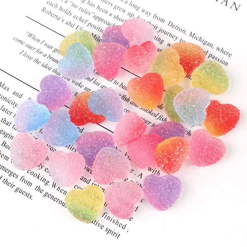 

50Pcs Simulation Sweets Candy Resin Cabochon Flatback Heart Shape DIY Ornament