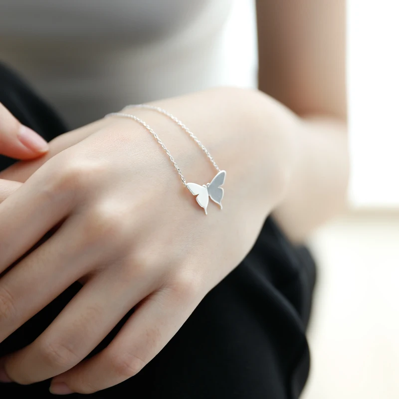 Женская цепочка из серебра 925 пробы с подвеской бабочкой|Ожерелья| |