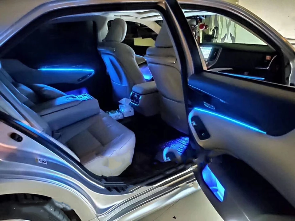 10 в 1 RGB светодиодный светильник 8 м для украшения интерьера автомобиля волоконно-оптический светильник с помощью приложения управление 12 В декоративные атмосферные лампы универсальные