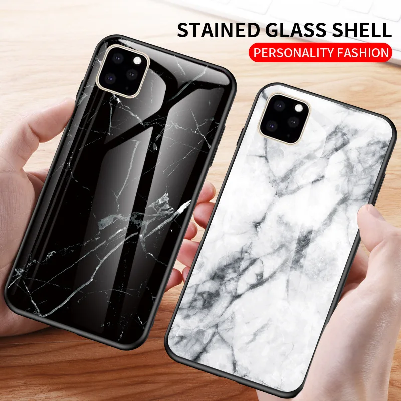 Жесткий мраморный чехол для телефона из закаленного стекла iPhone XR XS MAX X 10 6 6S 7 8 Plus 11