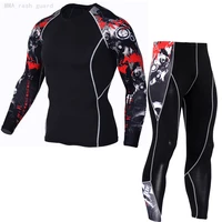 mens fitness hot underwear base compression clothing rash guard tights shirt 2 piece tracksuit men sports suits sweat jogger