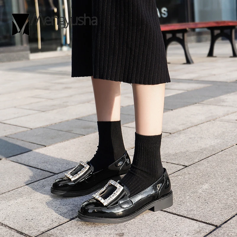 Размера плюс с украшением в виде кристаллов Маленькая кожаная обувь Женская