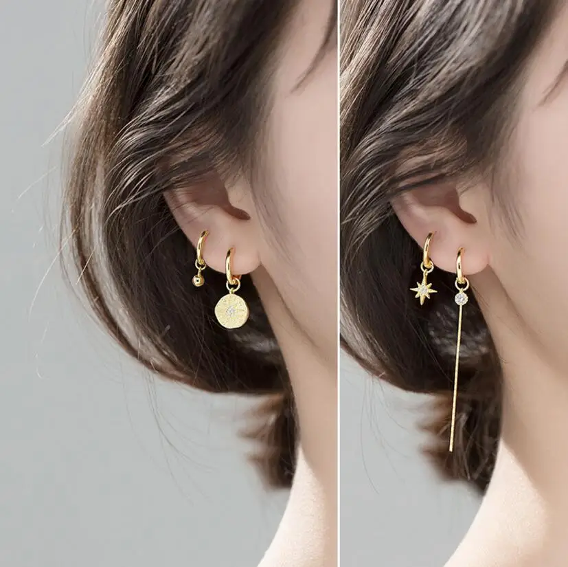 

Женские асимметричные серьги-кольца из серебра 925 пробы