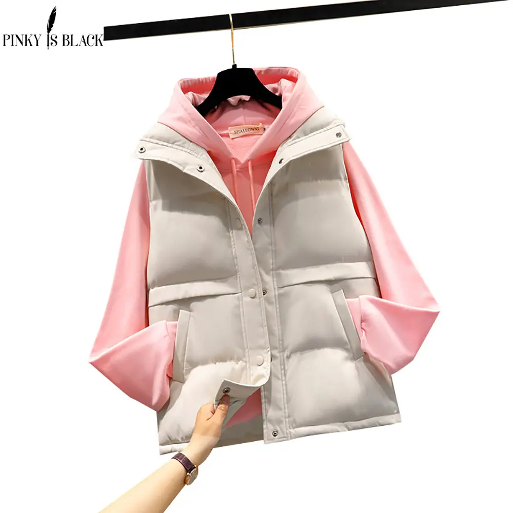 

PinkyIsBlack Autumn Winter Women's Solid Loose Vest Stand Collar Short Vest Jacket Cotton Padded Women Windproof Warm Waistcoat